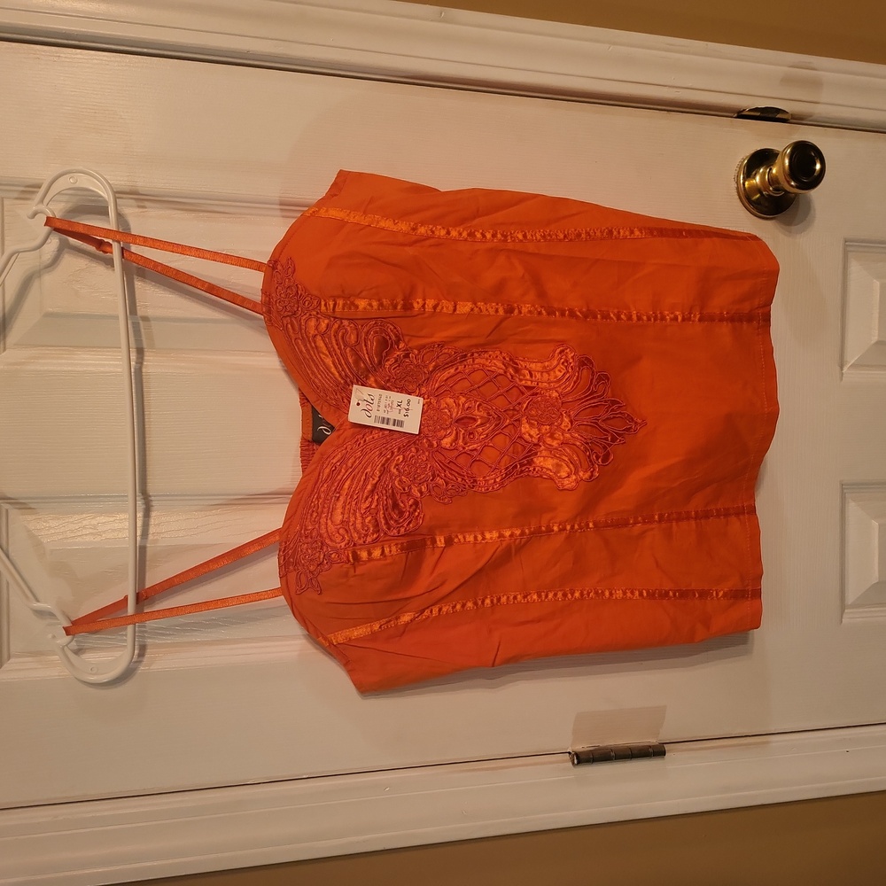 Dots Orange Embroidered Corset Size XL NWT